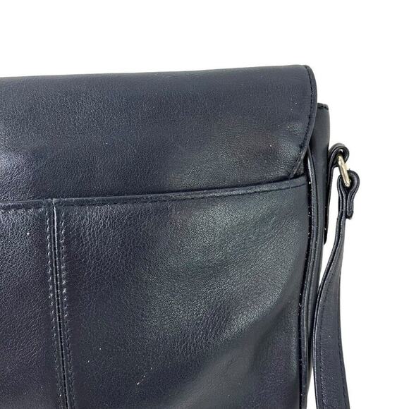Etienne Aigner Womens Navy Blue Leather Flap Pocket Small Purse Shoulder Bag - Picture 12 of 16